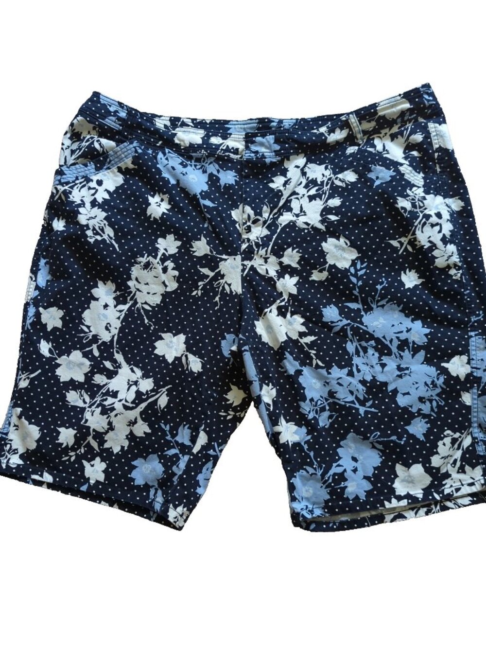 Lane Bryant Blue Floral Bermuda Shorts Plus Size 22 Stretch Pockets-lpb12